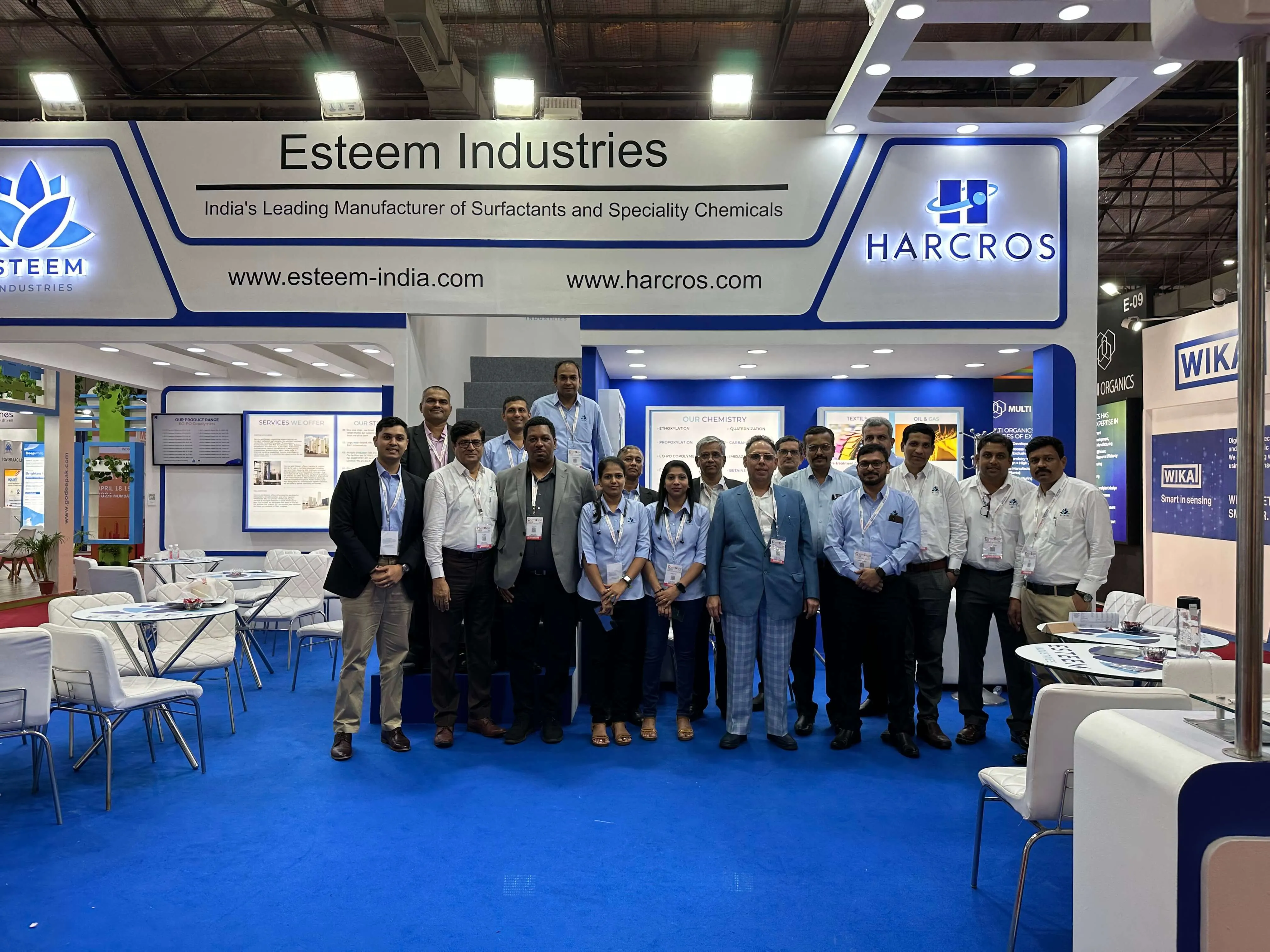 Esteem Industries team at ChemExpo India 2023 Mumbai chemical manufacturing exhibition